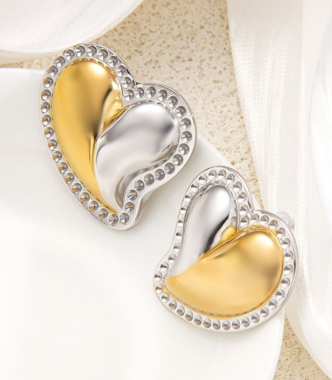 Aretes corazón bicolor
