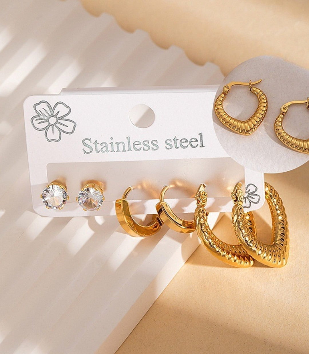 Aretes set diamond heart