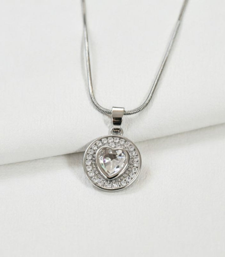 Collar Corazón con Zirconias Plata