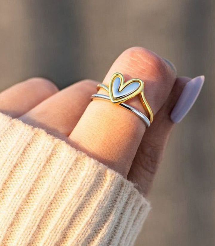 Anillo Corazon Bicolor 8