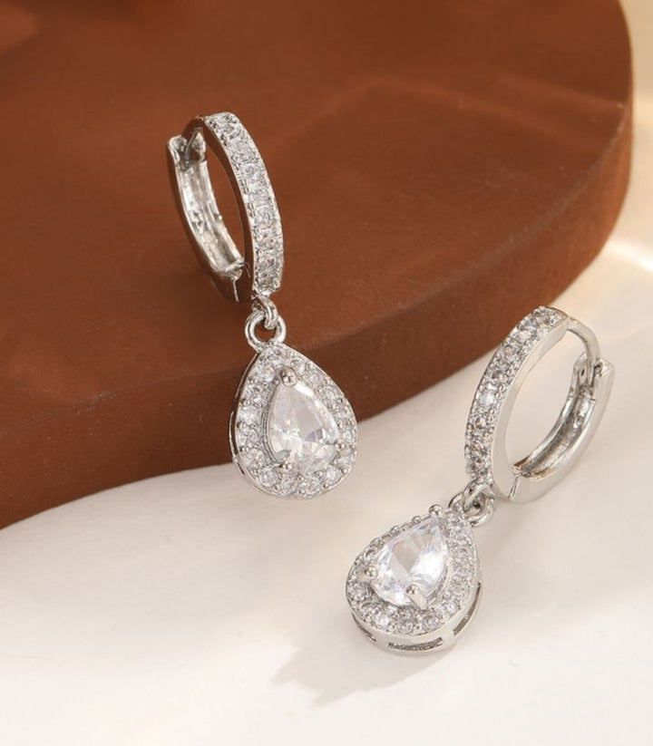 Aretes Silver Teardrop Zircon