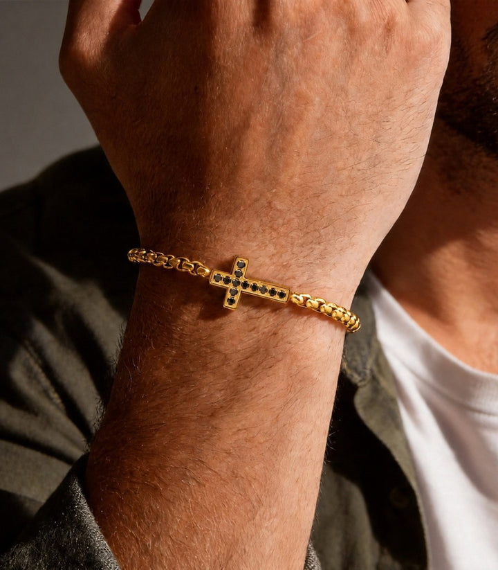 Brazalete Gold Zircon Cross