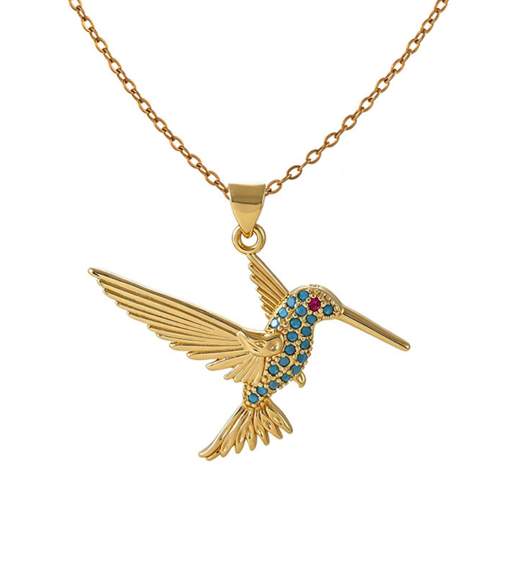 Collar Colibrí Pave Turquesa
