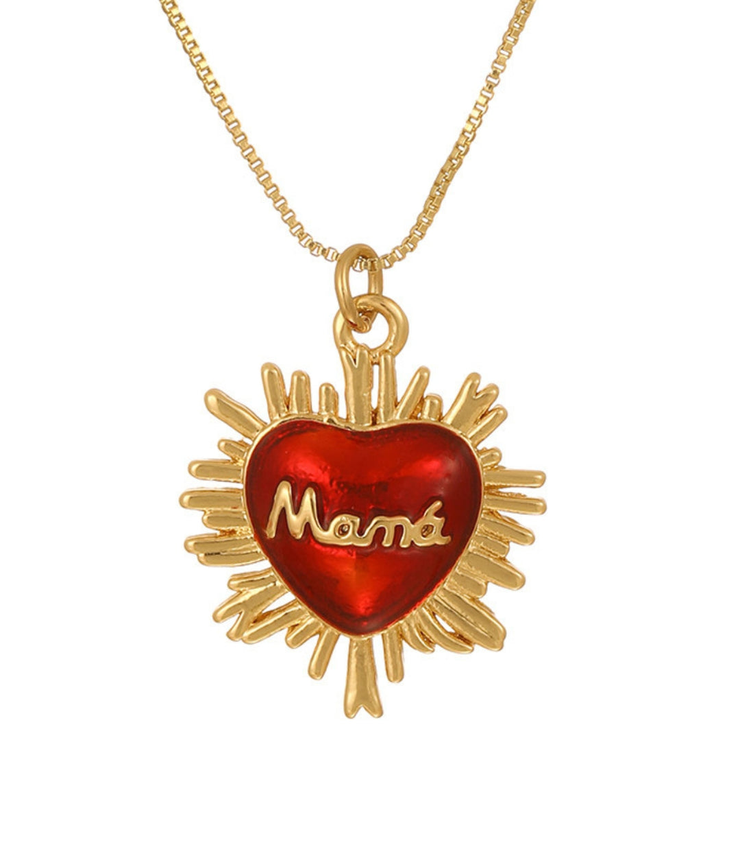Collar red heart mama