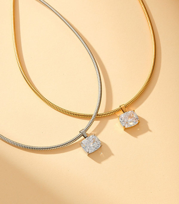 Collar Gold Square Zircon