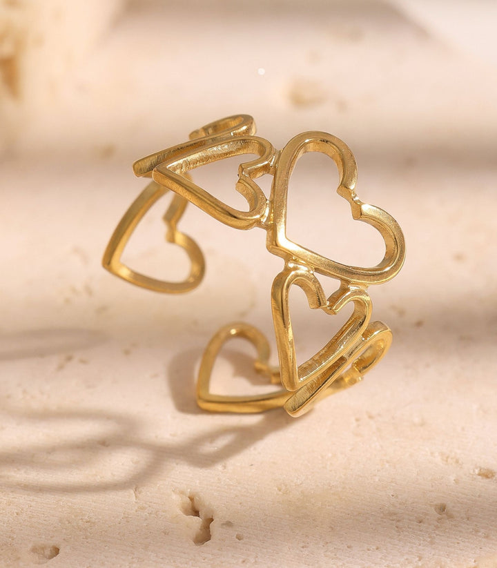 Anillo Corazones Dorados