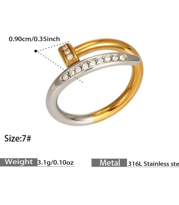 Anillo Clavo Bicolor Zirconias 7