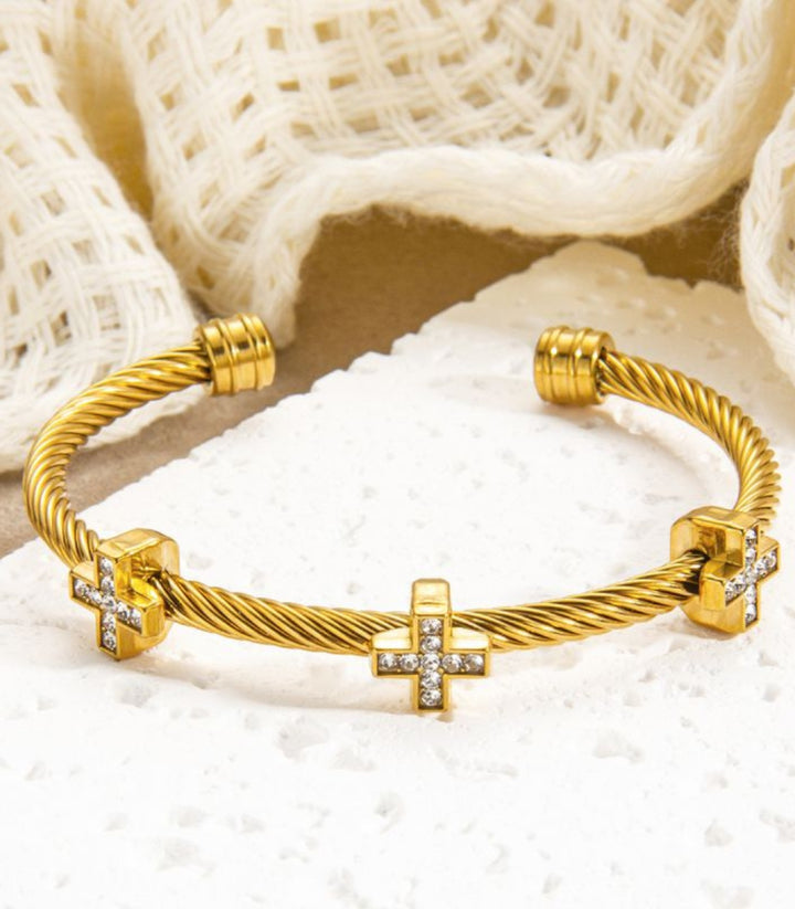 Brazalete Gold Cross 18K