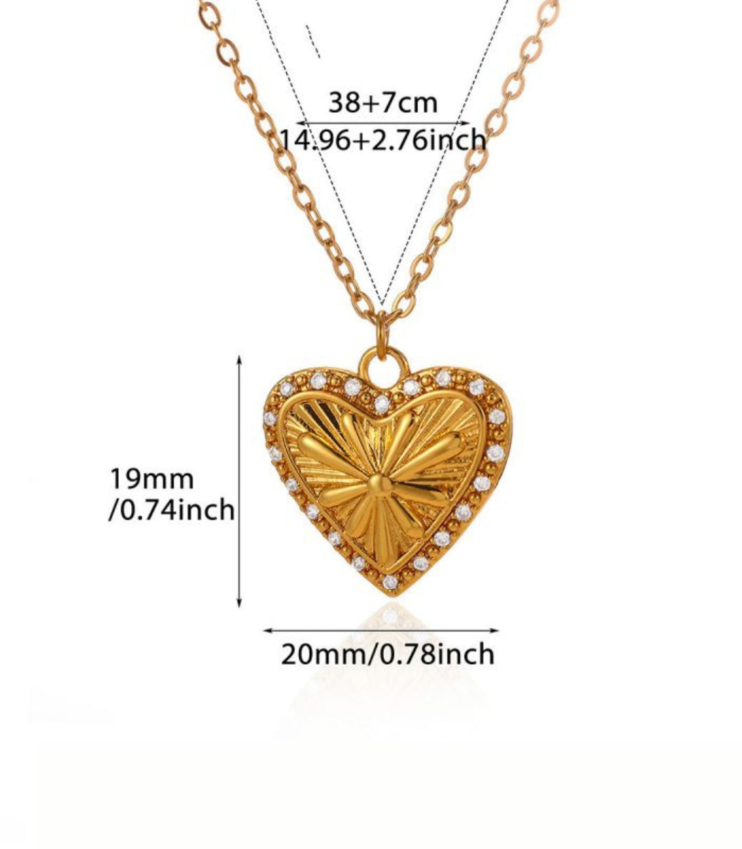 Collar Corazón Zirconias 18K