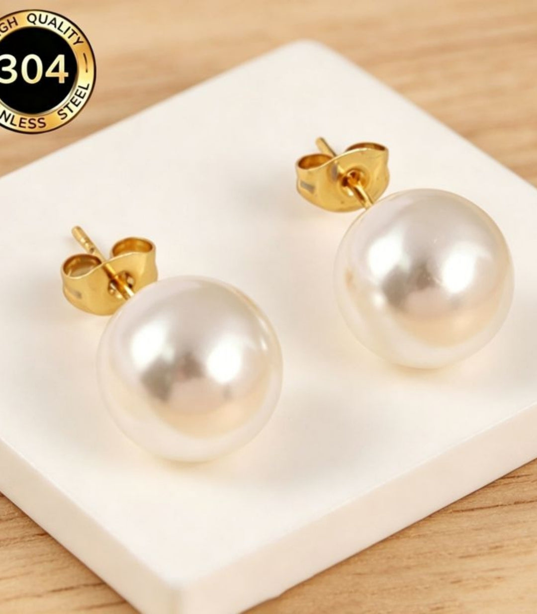 Aretes Dorado Perla 12mm