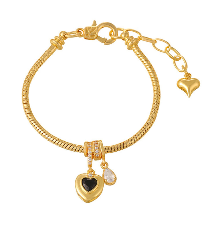 Brazalete Corazón Zirconia Negra