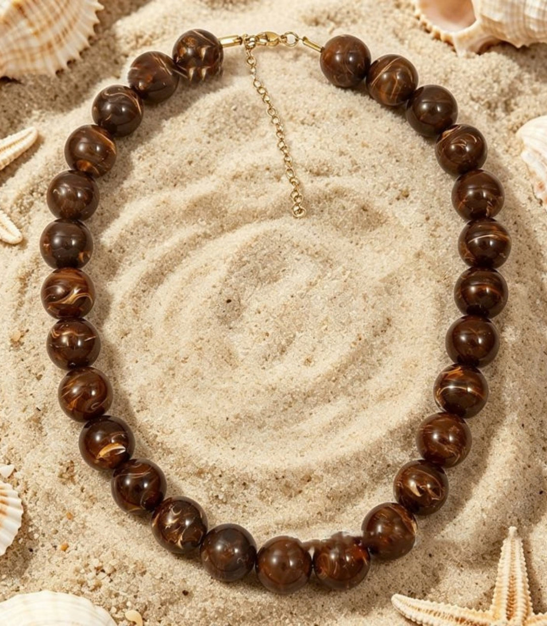 Collar Brown Marble Bead
