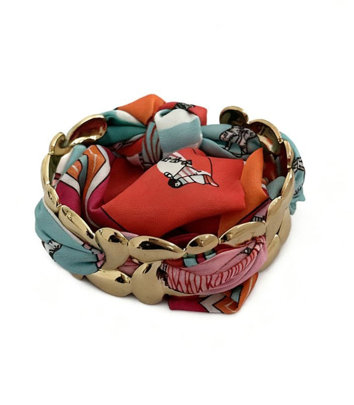 Brazalete Printed Pink Silk Scarf