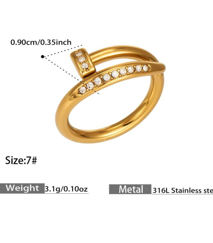 Anillo Clavo Dorado Zirconias 7