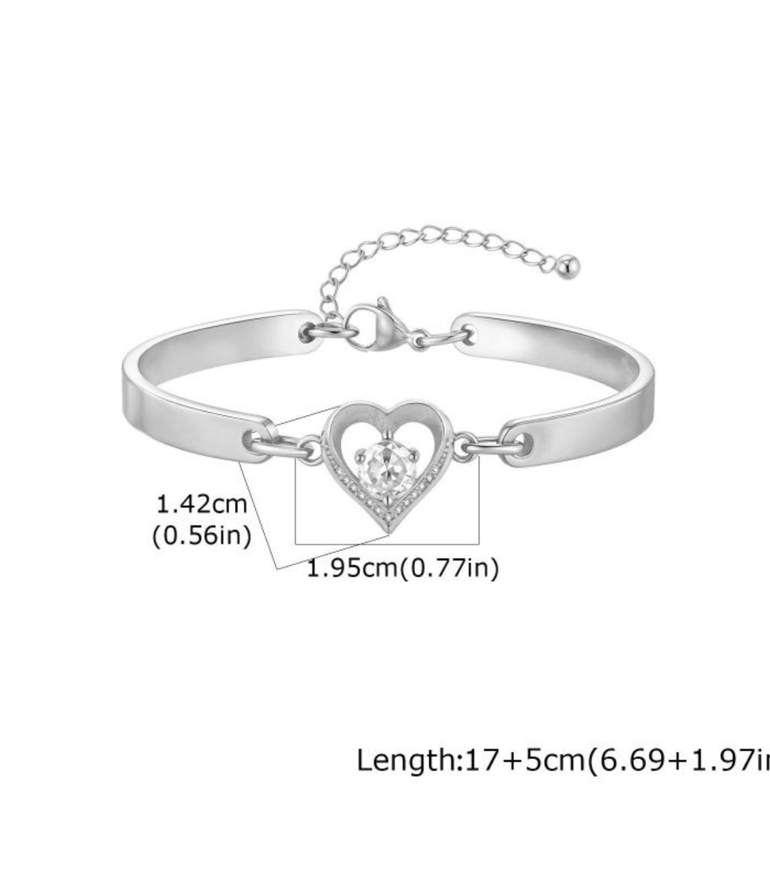 Brazalete silver Diamond  Heart