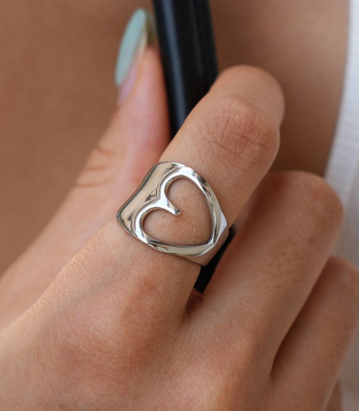 Anillo Plata Corazon Hueco