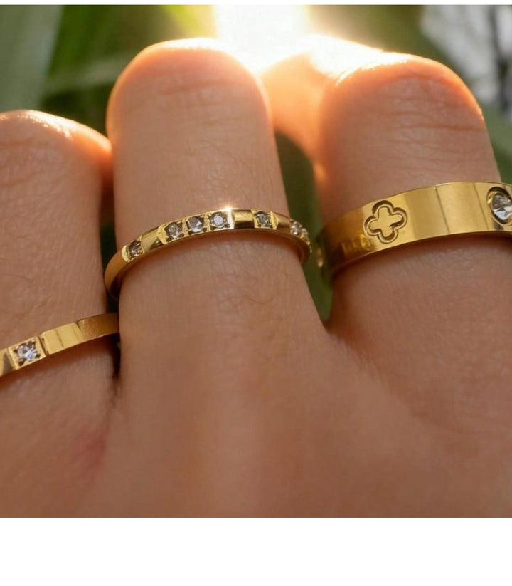 Anillos Set 3 Clover Zirconia #7