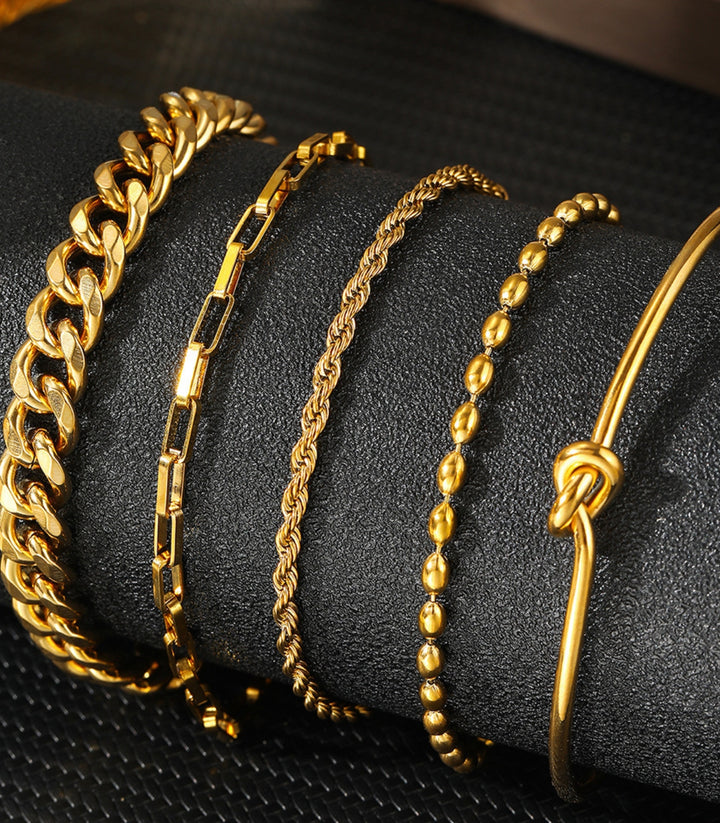Brazaletes set de 5 dorado