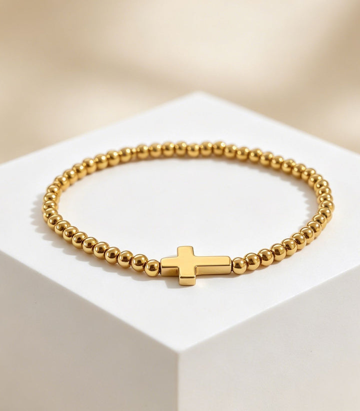 Brazalete Gold 18k Cross Elastic