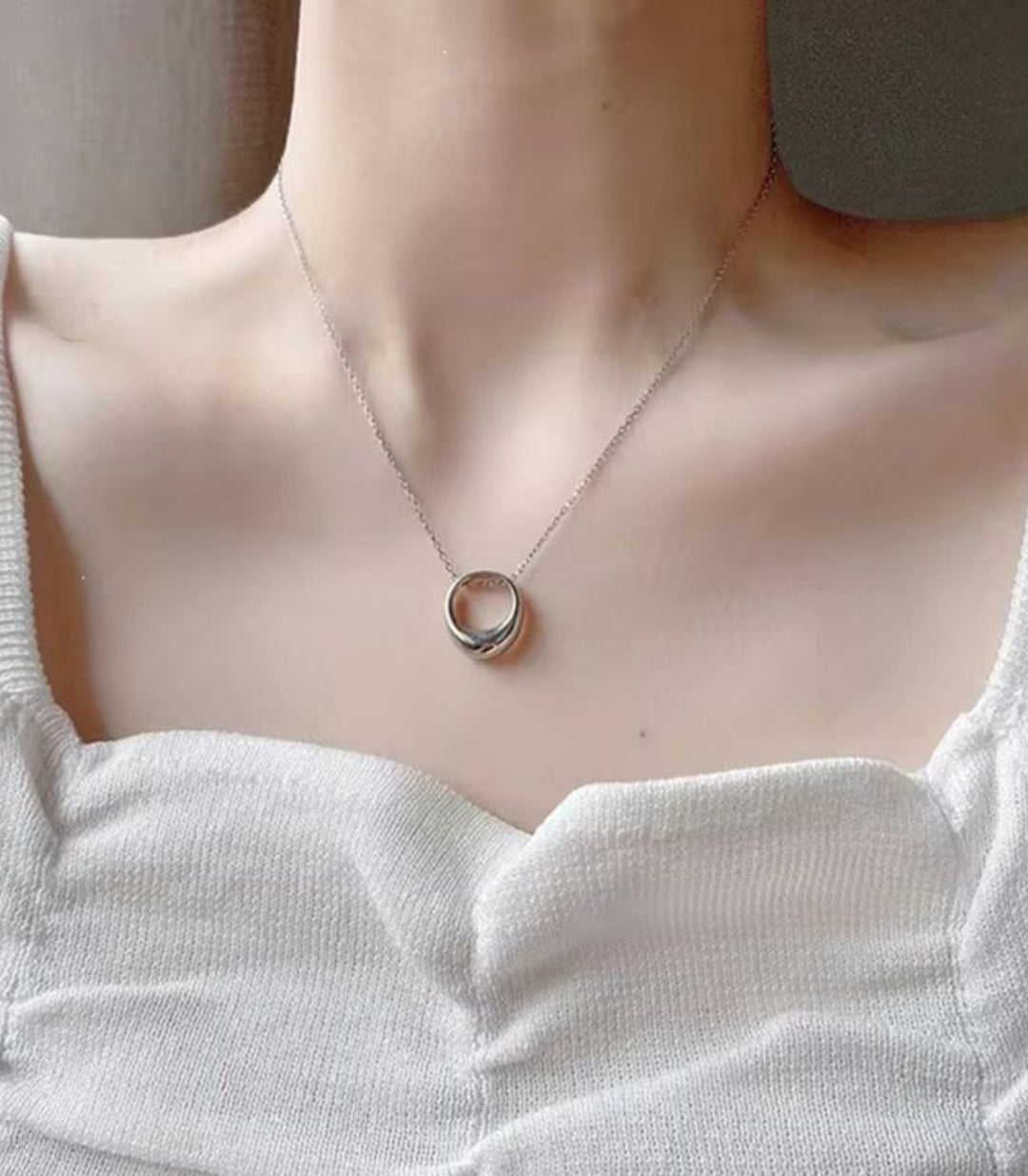 Collar Silver Geometric Circle