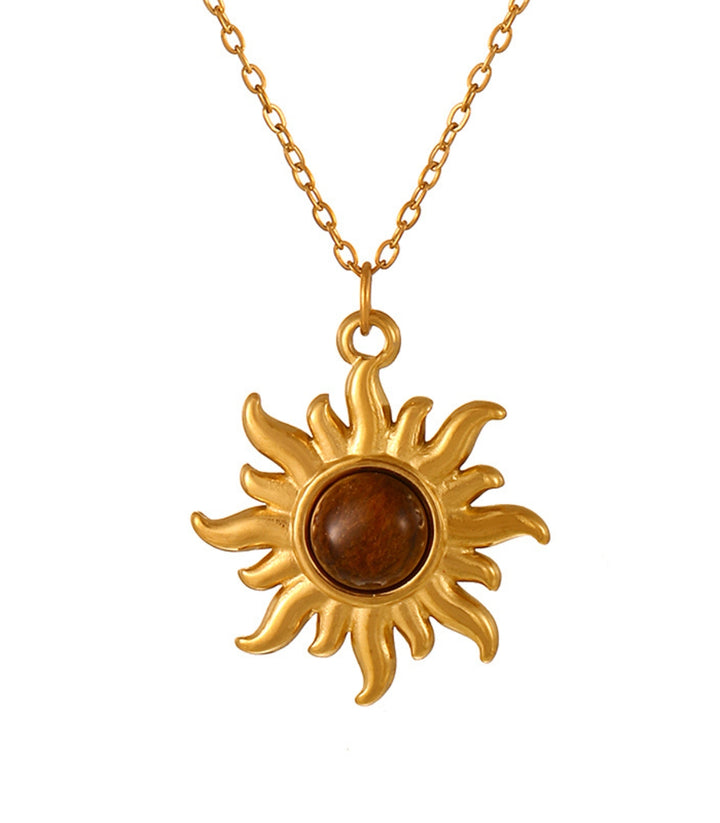 Collar sol piedra cafe