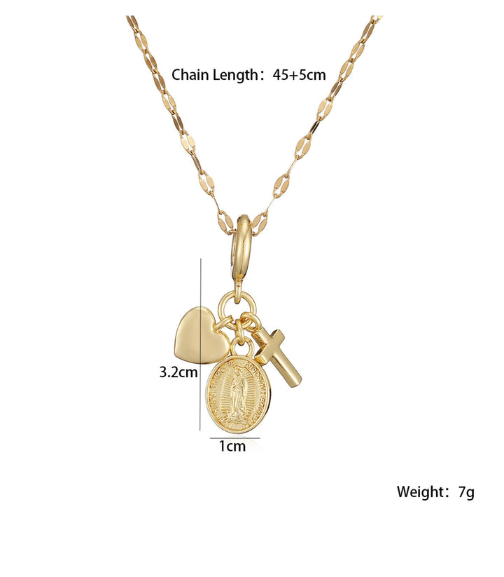 Collar Virgen Corazón 18K