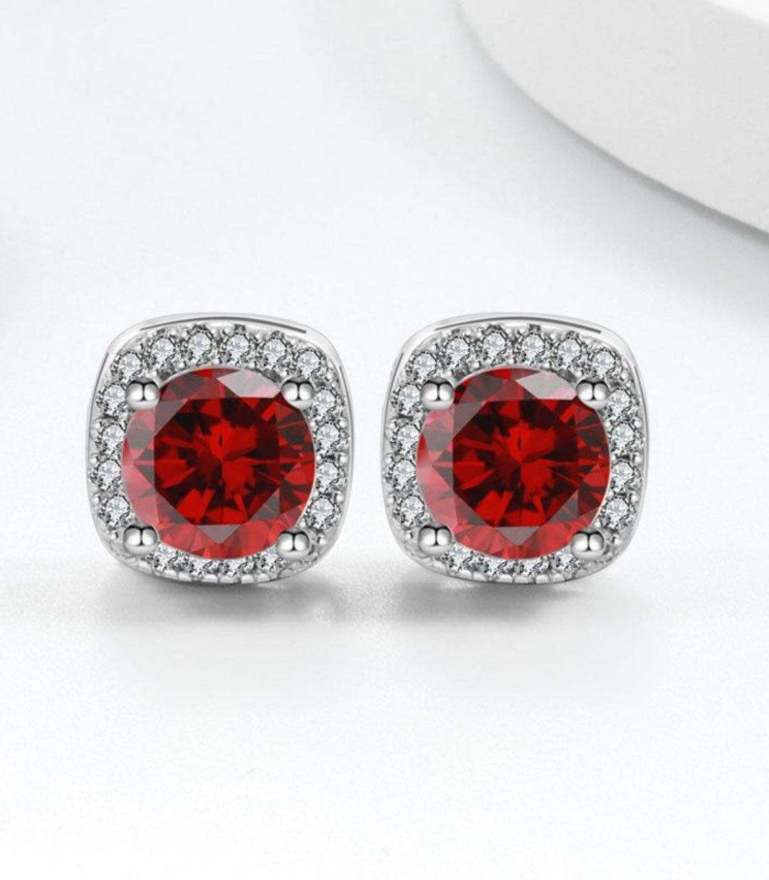 Aretes Silver Red Diamond