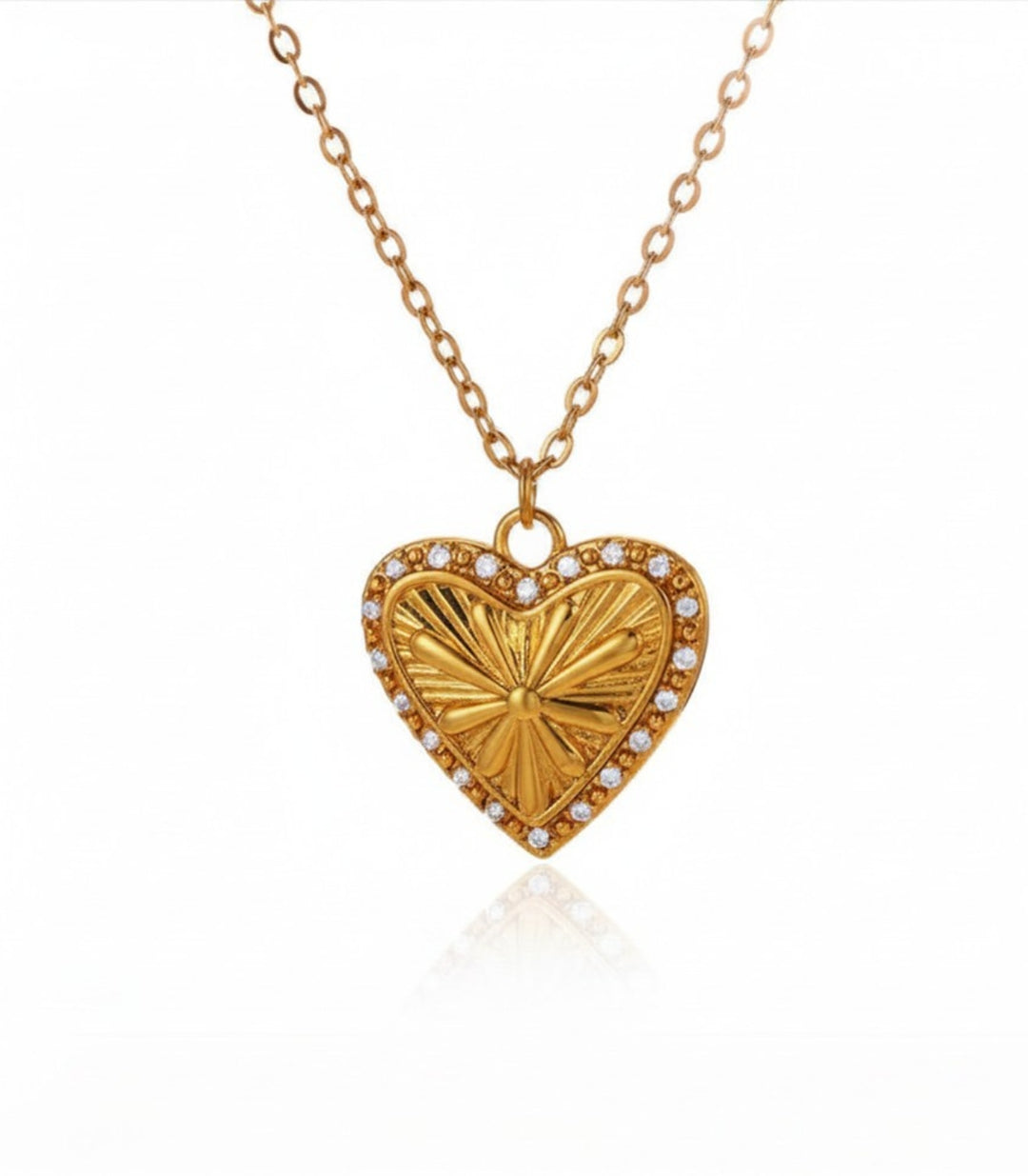 Collar Corazón Zirconias 18K