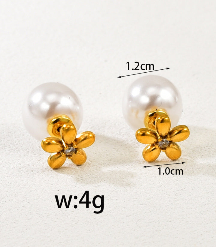 Aretes flor con perla