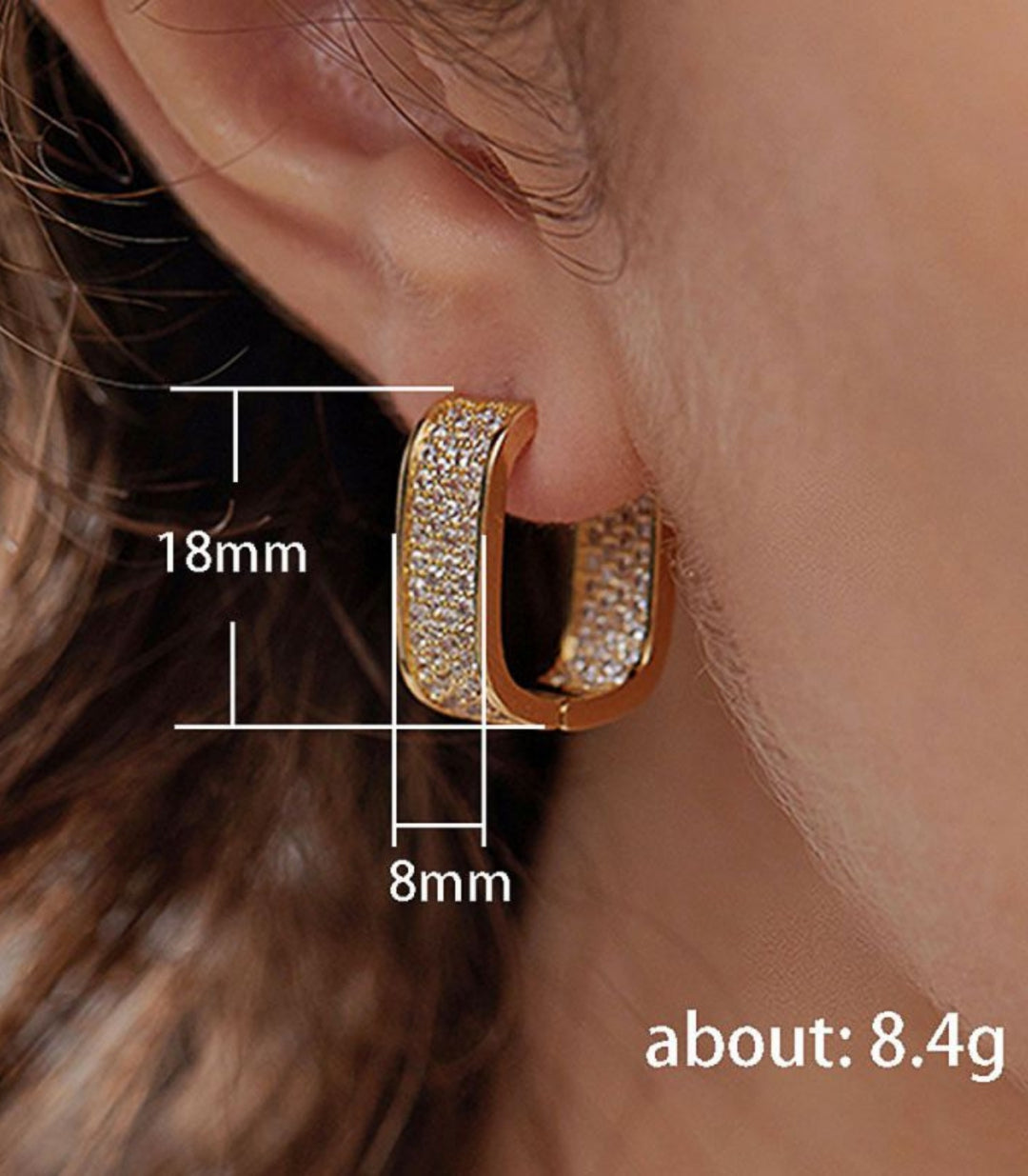 Aretes Gold Pave Zircon Hoop