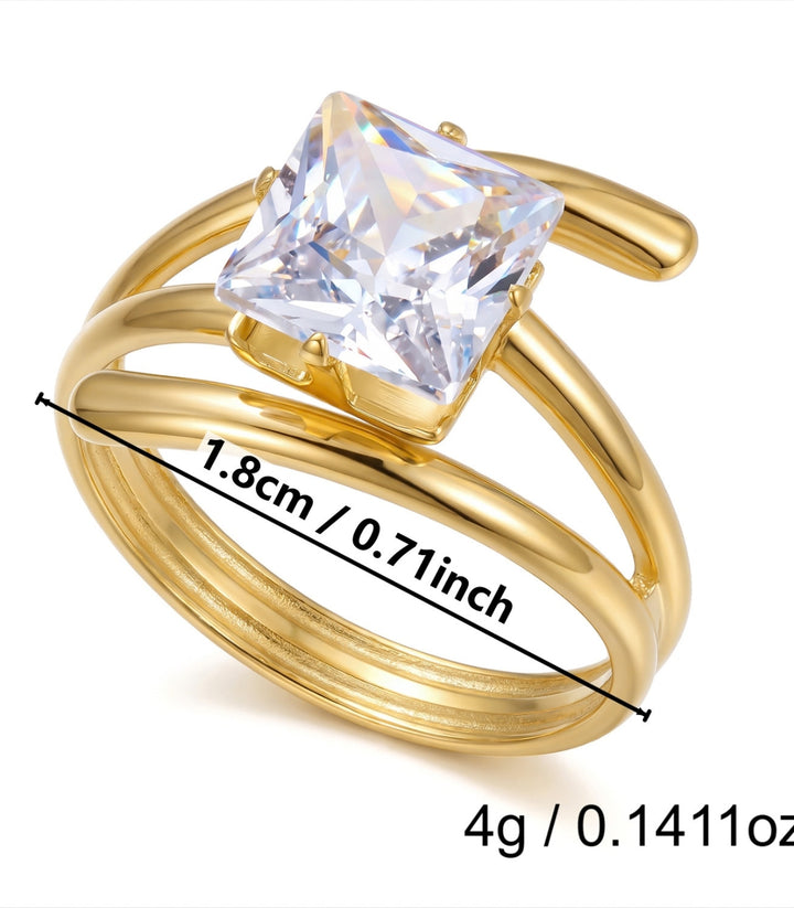 Anillo 3 Diagonal Square Zircon