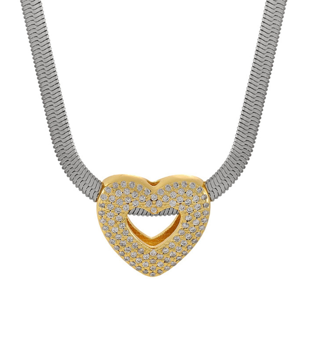 Collar plata corazón dorado