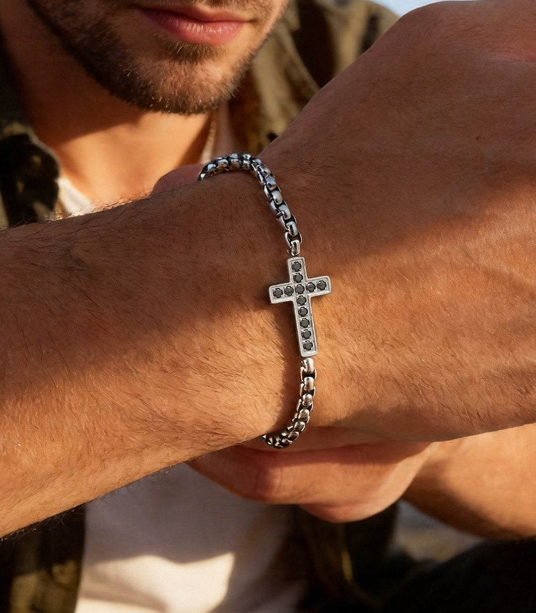 Brazalete Silver Zircon Cross