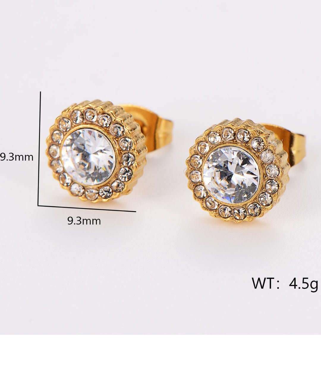 Aretes Gold Round Zircon