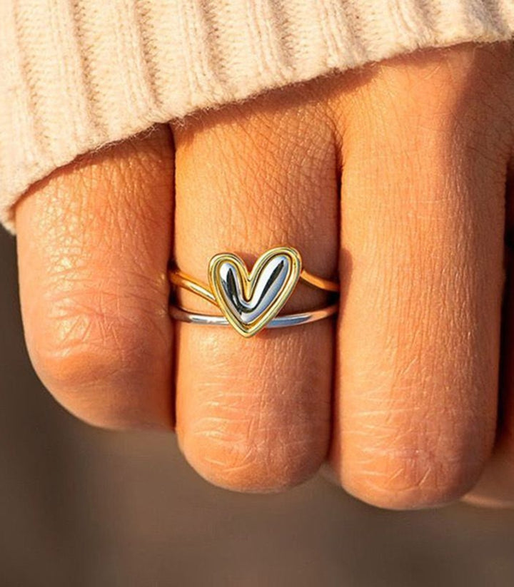 Anillo Corazon Bicolor 6