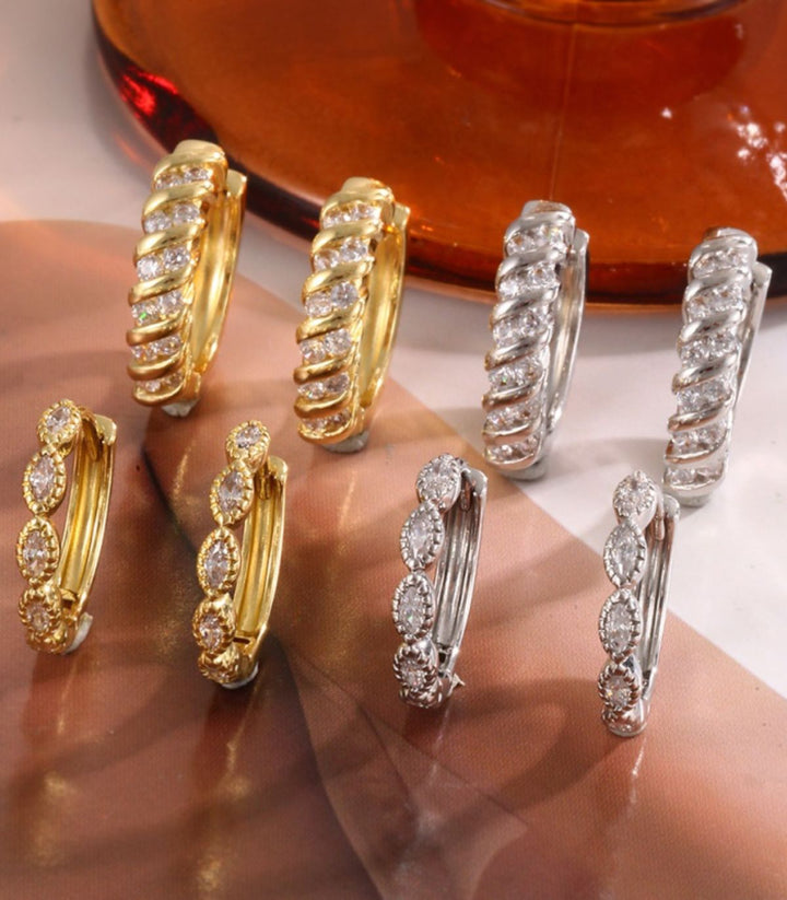 Aretes silver zirc geométric