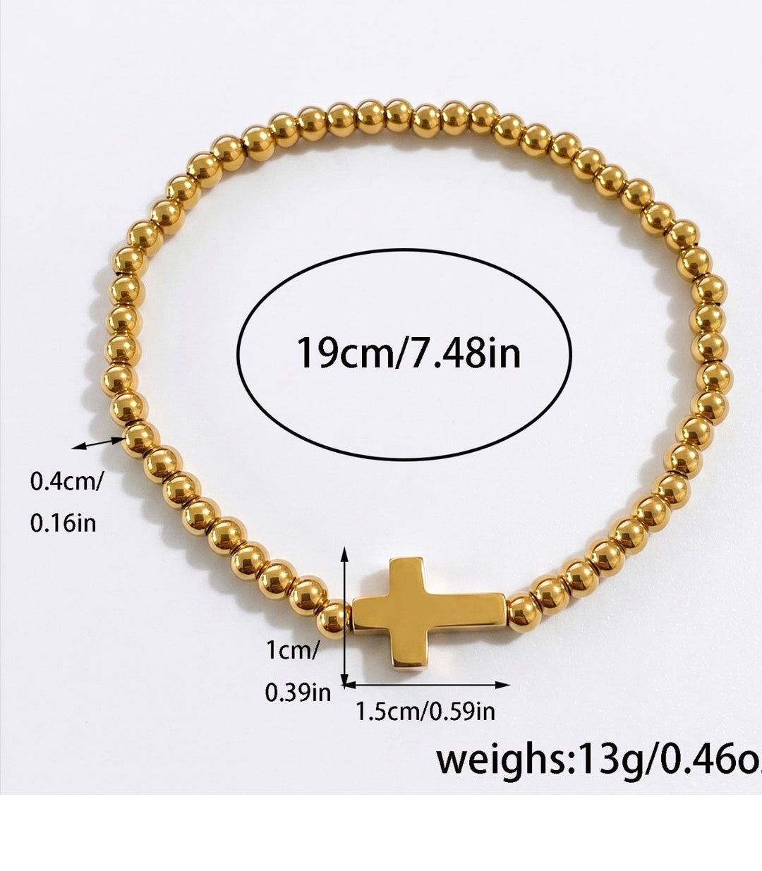 Brazalete Gold 18k Cross Elastic