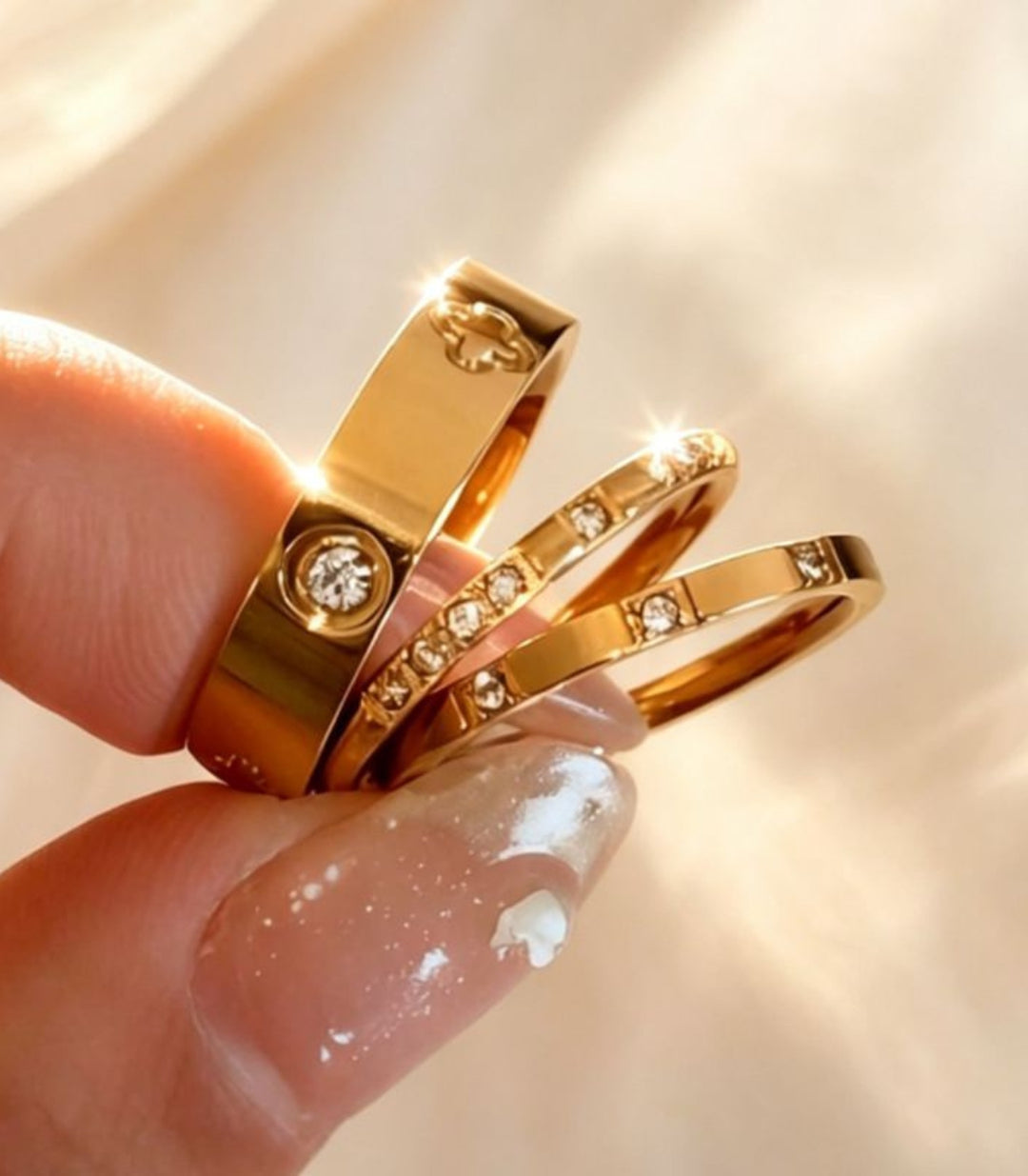 Anillos Set 3 Clover Zirconia #8