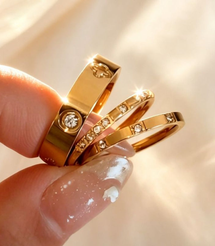 Anillos Set 3 Clover Zirconia #8
