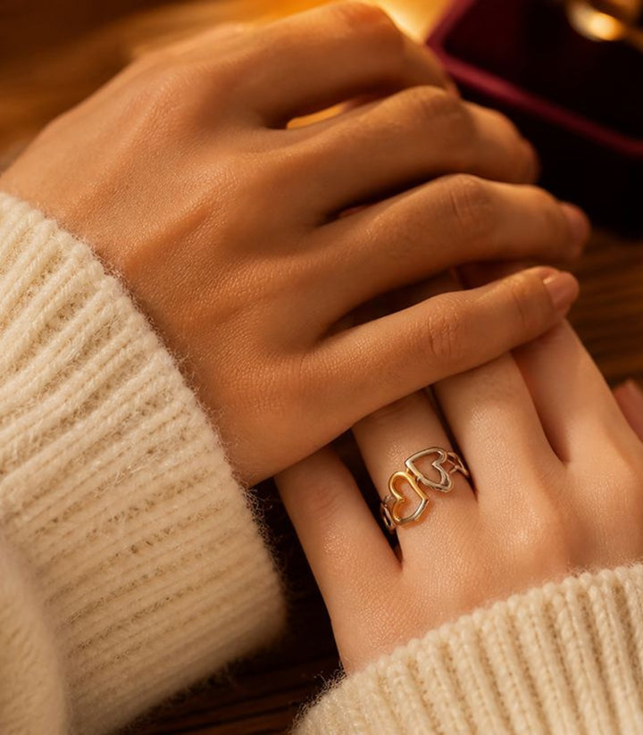 Anillo Bicolor Corazones