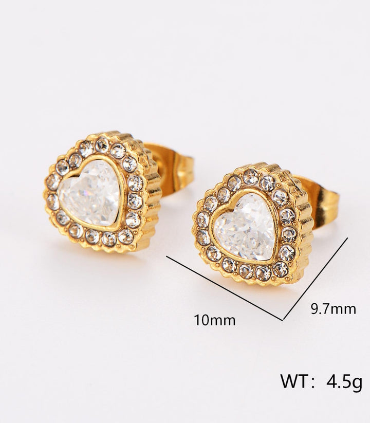 Aretes Gold Heart Zircon