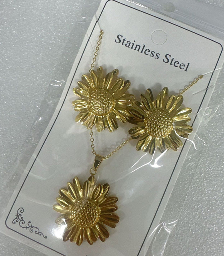 Collar y aretes set margaritas