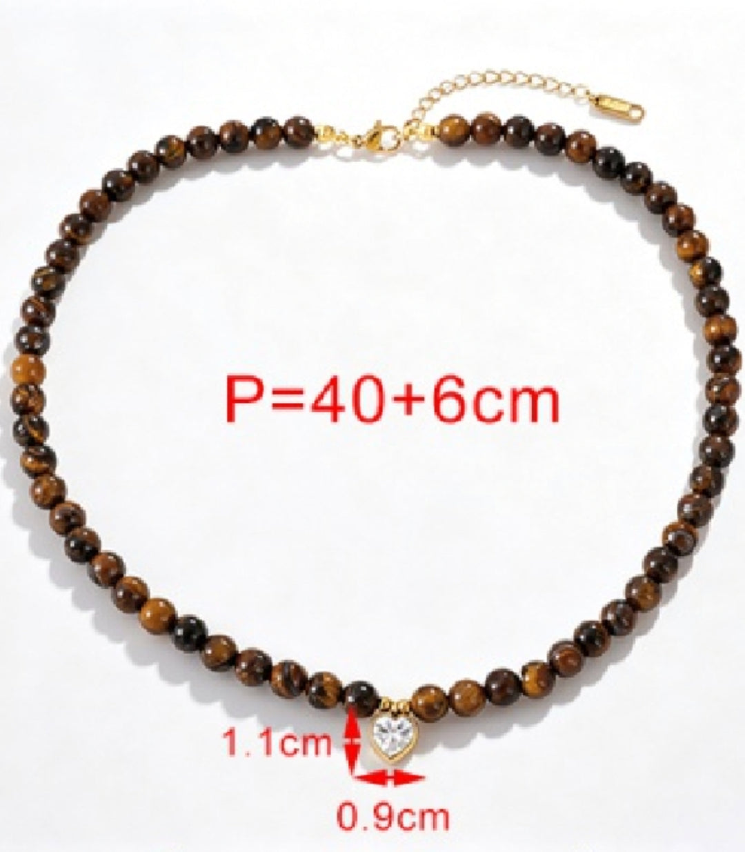 Collar Brown Tiger Eye Bead Zircon