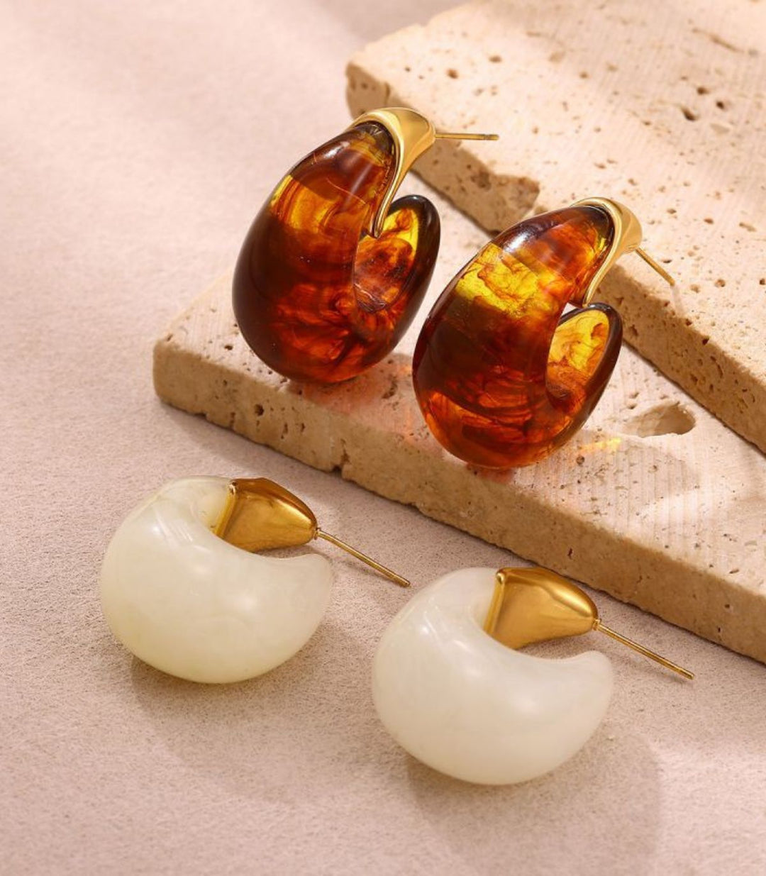 Aretes Resin Amber 18K