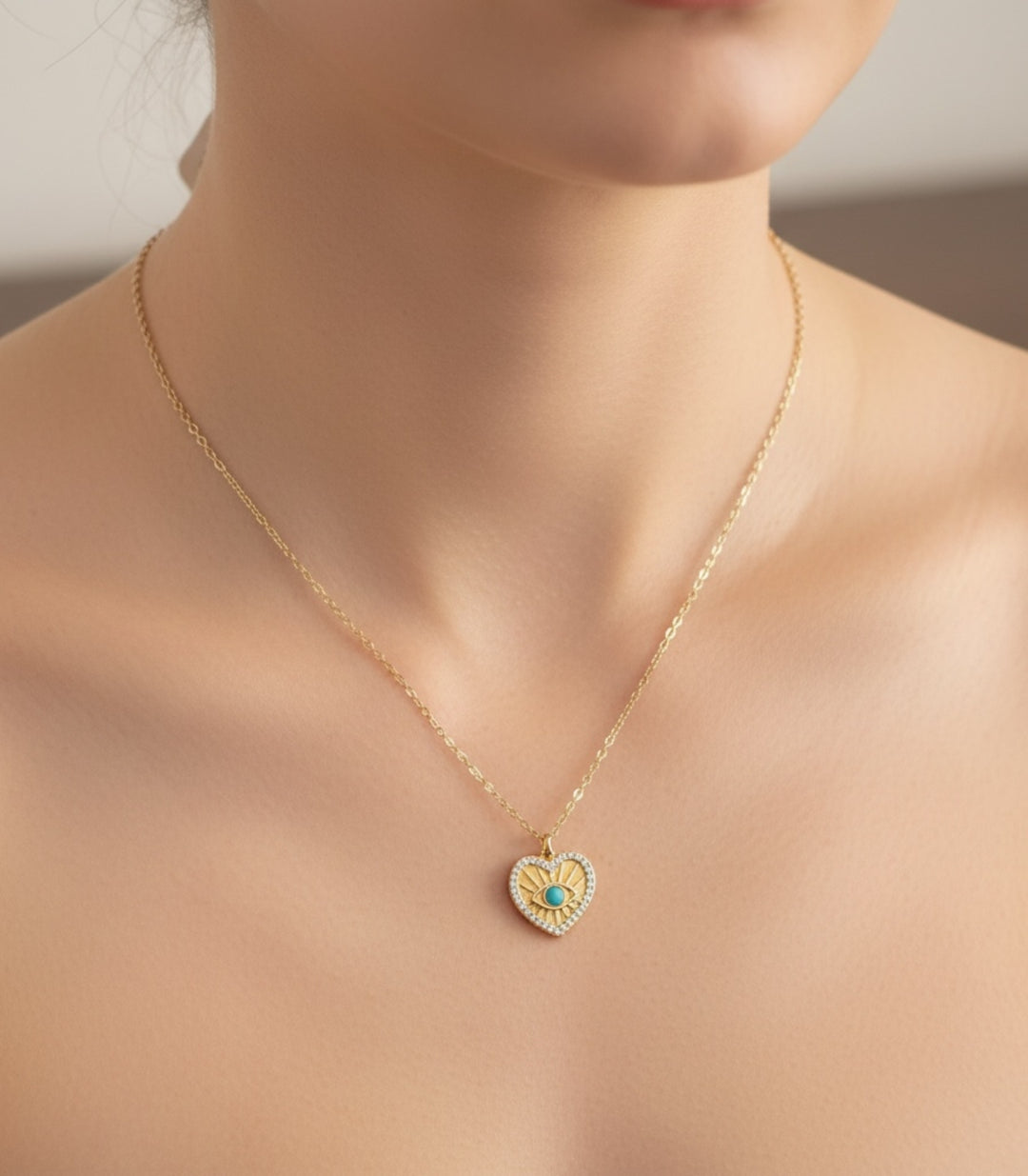 Collar Corazón Ojo Turquesa