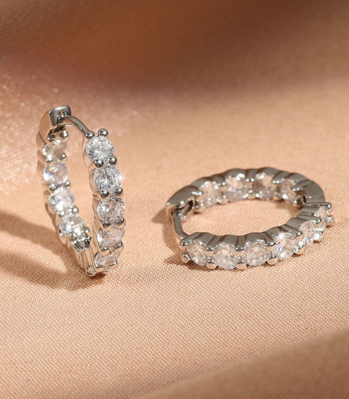 Aretes Silver Hoop Zircon 15mm