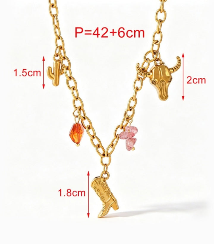 Collar Denim Multi Charms