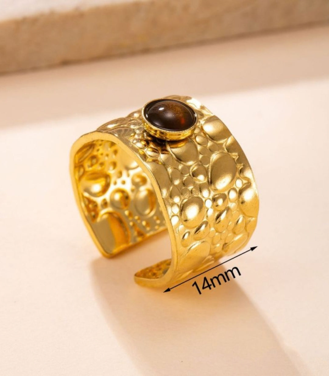 Anillo 2 Piedra Ojo de Tigre 18K