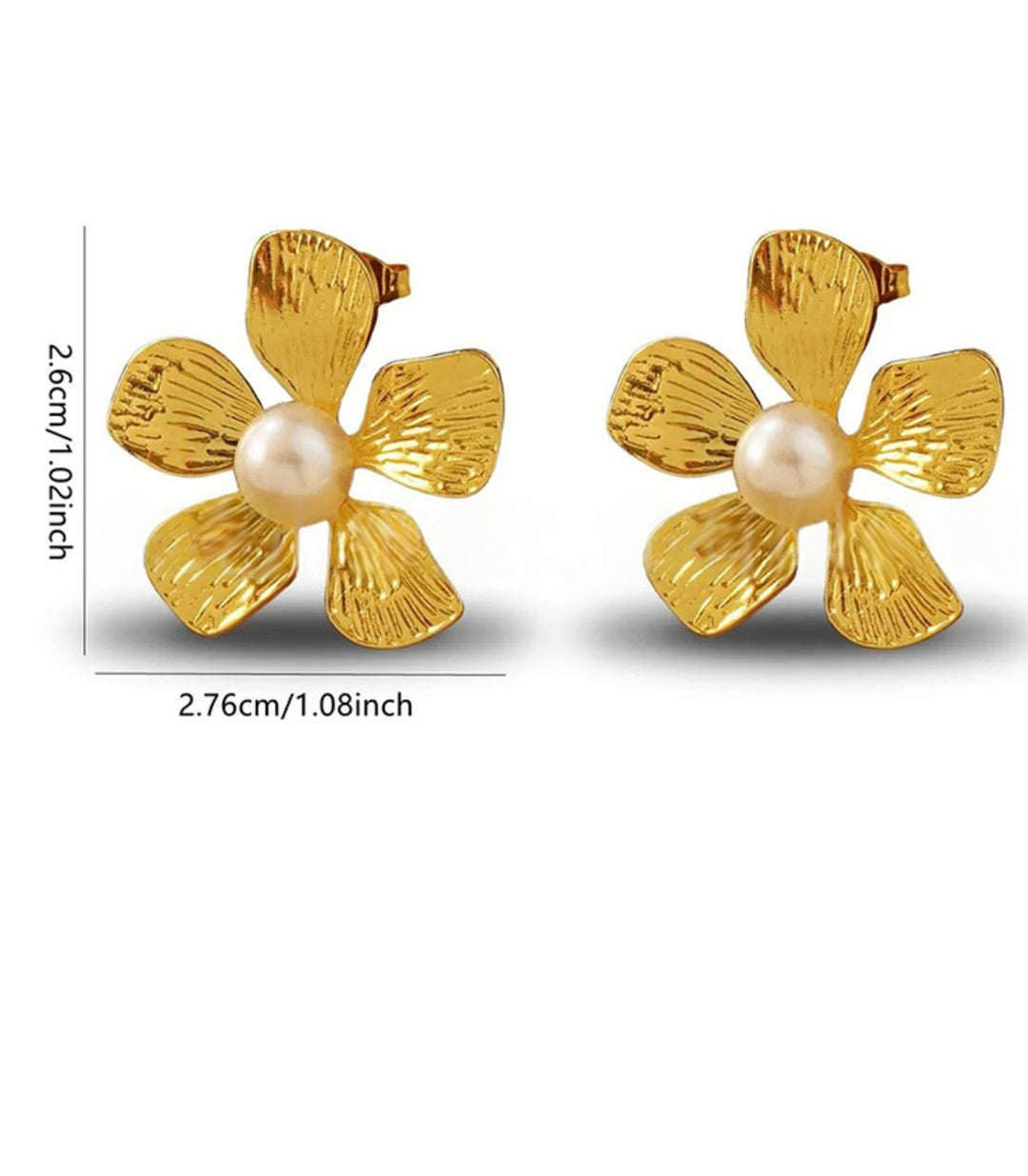 Aretes flor con perla 1