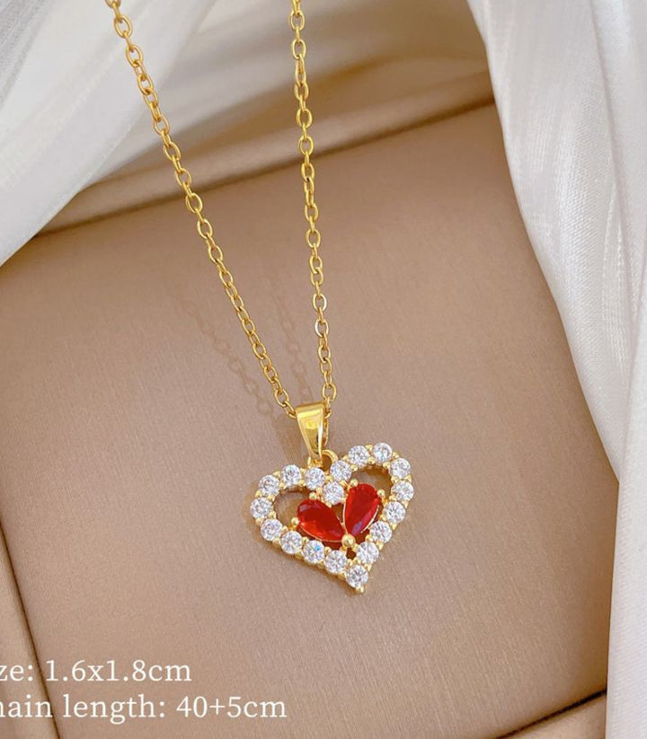 Collar corazón rojo zirconias